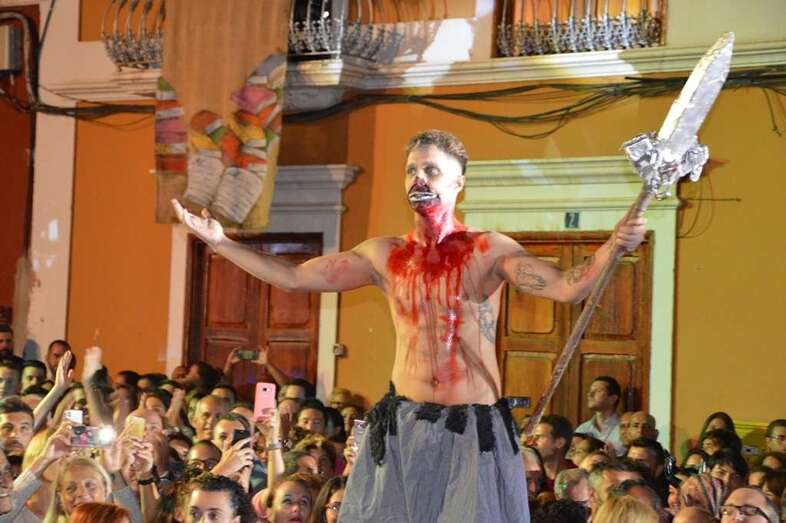 Momento del espectáculo de anoche en Valsequillo (Foto Francisco Javier Santana)